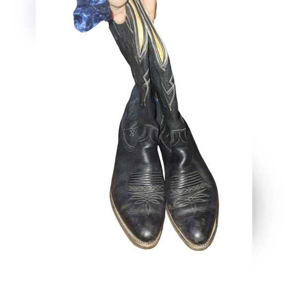 Dan Post men's black with white stitching leather size 9.5D cowboy boots - Picture 3 of 10